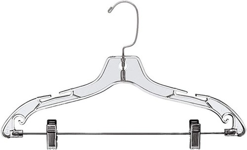 Plastic Suit Hangers 100 Clear Adult Size 17" Pinch Grip Clip Retail Clothing