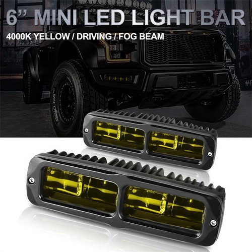 2X 6inch LED Work Light Bar Spot Pods Fog Lamp Offroad Driving Truck 4WD Yellow - Picture 7 of 13