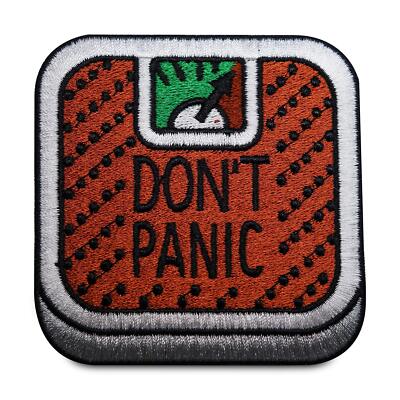 Lustiger Don't Panic Waage Patch zum Aufbügeln | rote Bügelflicken für Kleidung