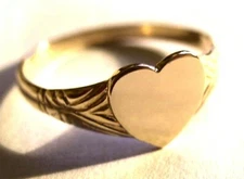 Kaedesigns Solid Genuine New 9ct 9kt Yellow Gold Heart Signet Ring