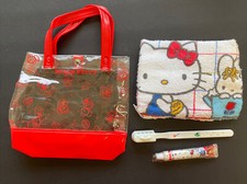 NEW Vtg Sanrio 1976 Hello Kitty Toothbrush Toothpaste Washcloth Travel Set Bag