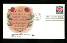 US FDC #2378 Gill Craft 1988 Pasadena CA love rose plant flower 