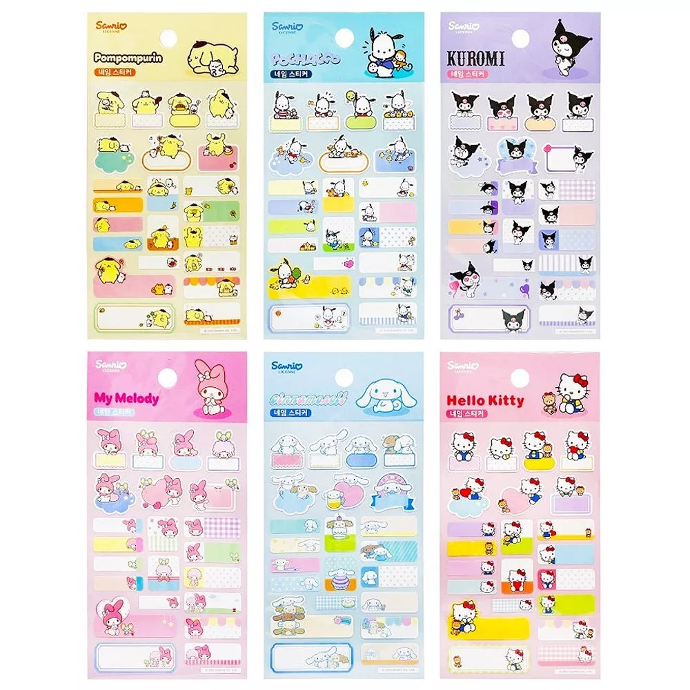 Sanrio Characters Assorted Size Cute Name Folder File Label ...