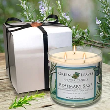 Rosemary Sage Candle, Handmade, Winter Pine Scented Soy Wax Candle