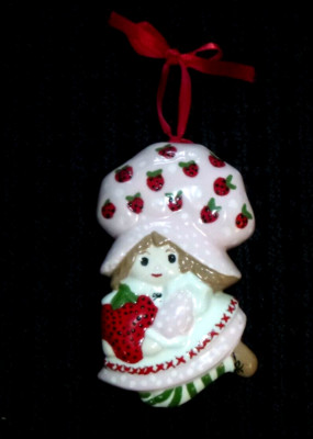 Vtg Ceramic Strawberry Shortcake Hanging Sachet Poutpourri Holder Pomander 4.5''H