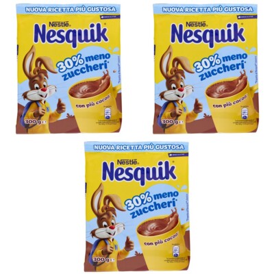 3x Nesquik Cioccolato Solubile lösliche Schokolade weniger 30% Zu Umschlag 300g