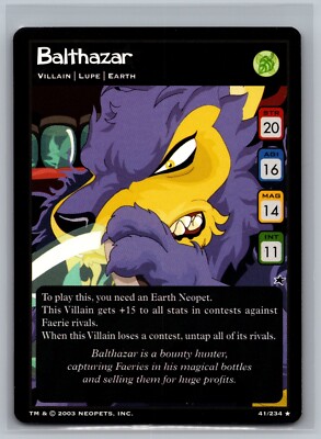 Balthazar 41/234 Neopets TCG Base Set RARE Card Game Villain 2003 WOTC Lupe | eBay Balthazar 41/234 Neopets TCG Base Set RARE Card Game Villain 2003 WOTC Lupe | eBay