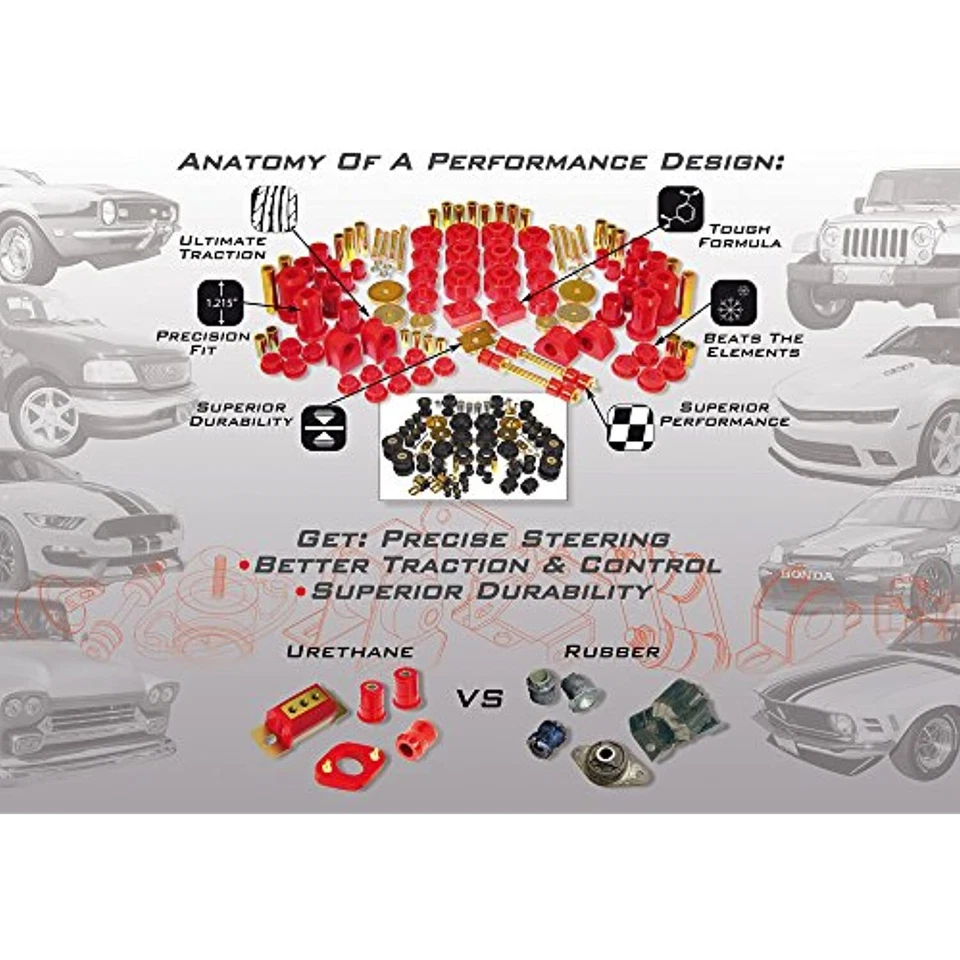 Kit de palanca de cambios Prothane para 98-12 Subaru Impreza 5 velocidades - rojo Foto 2 de 2