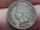 1897 Indian Head Cent Penny- AU Details, 2.5 Diamonds