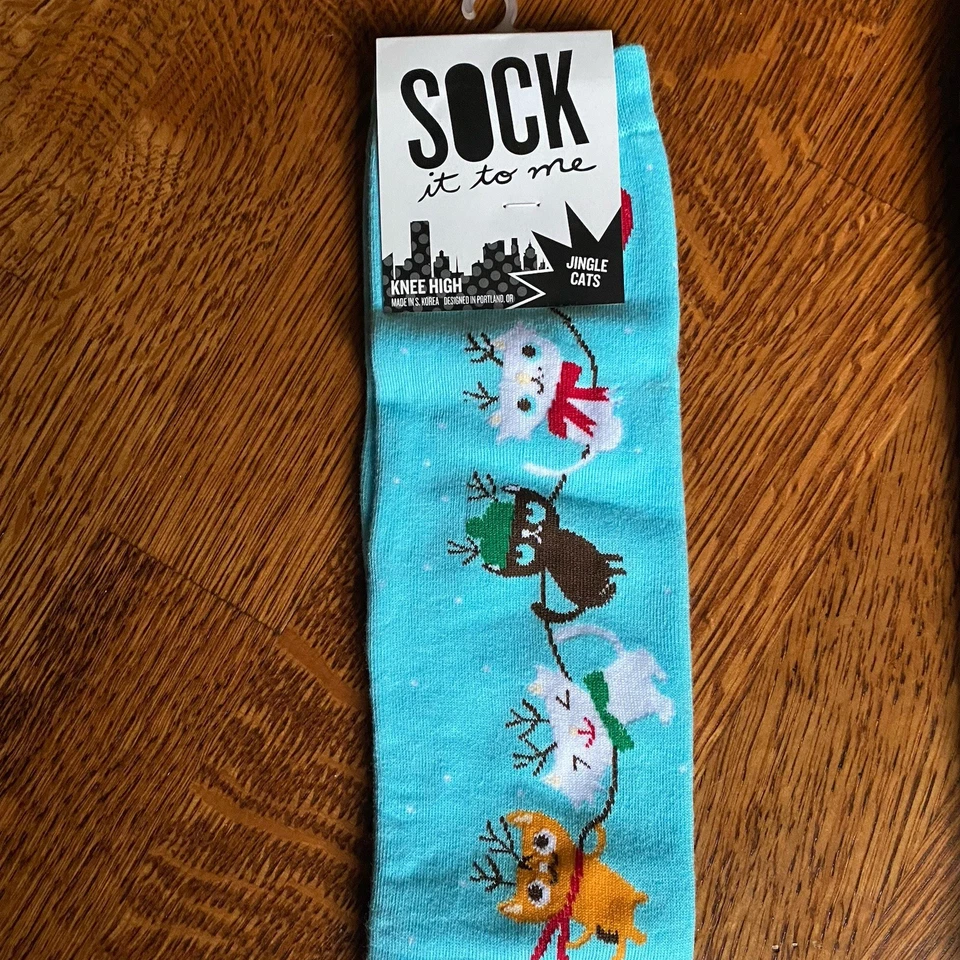 ¡NUEVO! CATO DAMA “Jingle Cats” Calcetín It To Me Navidad Papá Noel Calcetines Amante Regalo Mujeres Rodilla Foto 2 de 4