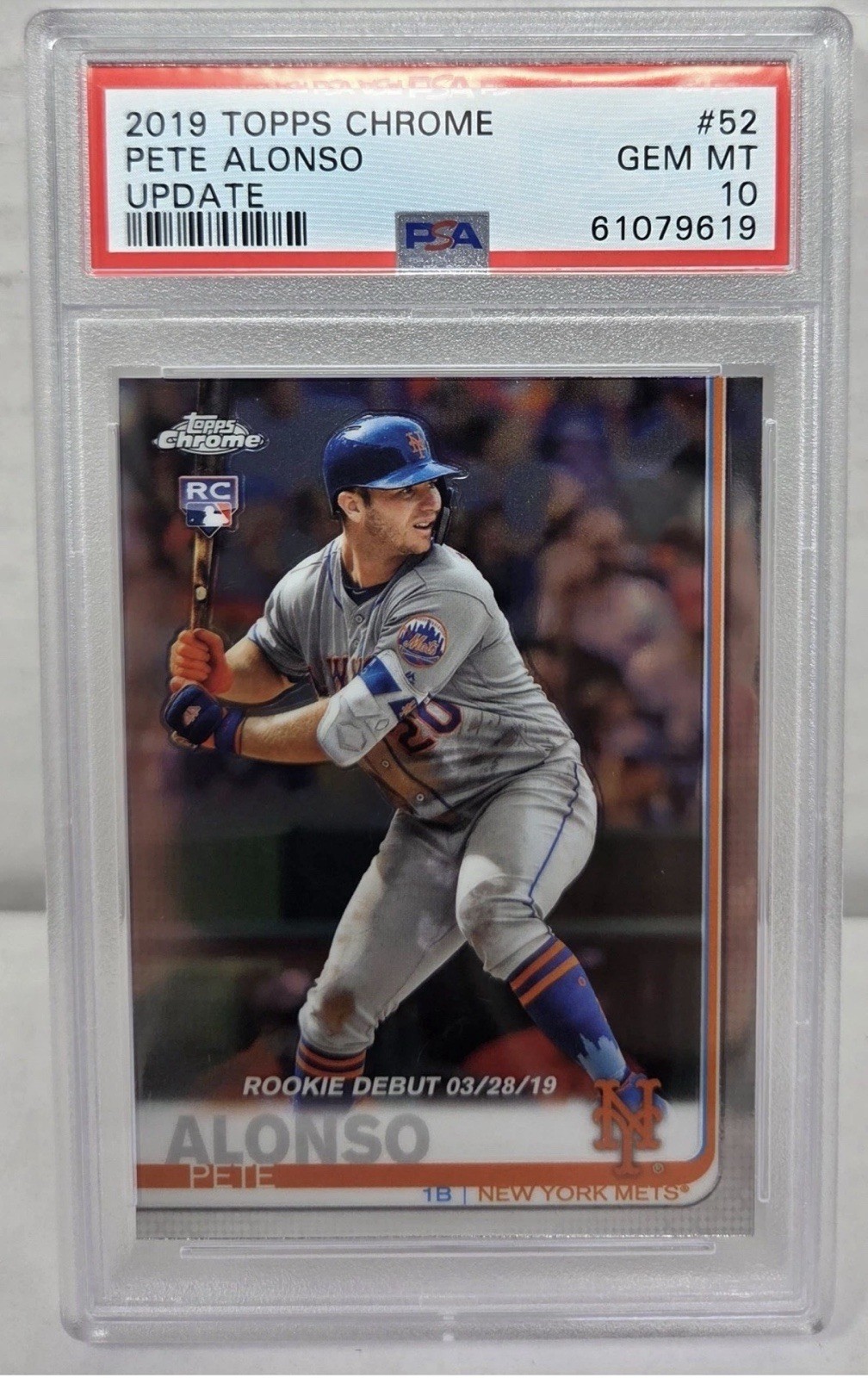 2019 Topps Chrome Update Series - Rookie Debut Pete Alonso #52 (RC) PSA 10 2046
