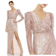 Mac Duggal Size 14 Rose Pink 93549 Sequin Embellished Long Sleeve Gown Dress NWT