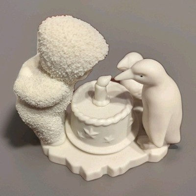 Dept 56 Snowbabies Make a Wish Cake Baby Bird & Penguin Stars Candle Peach Lips