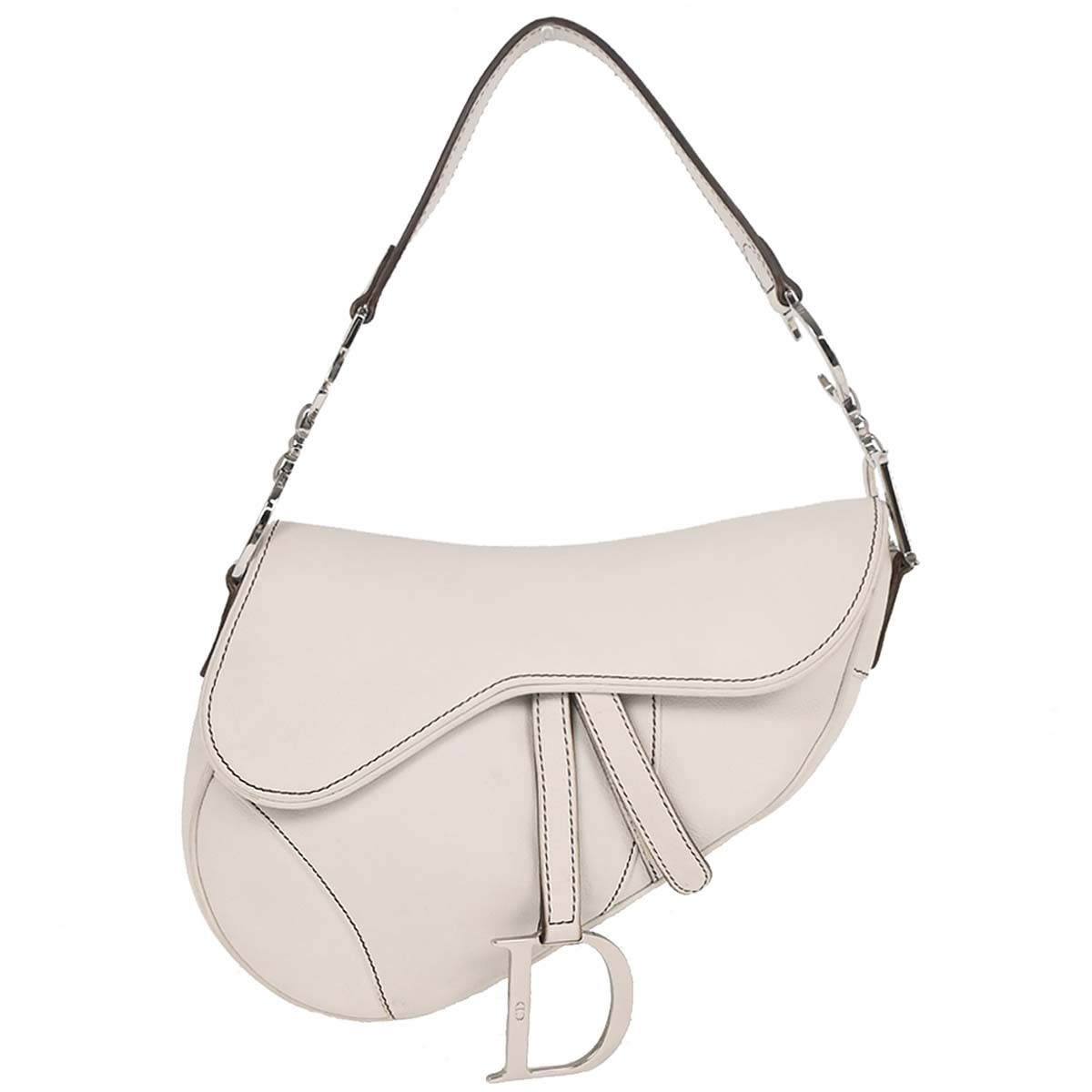 Christian Dior ホワイトレザーショルダーバッグ Christian Dior White Leather Saddle Handbag 01RU1003 177577 | eBay