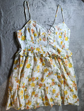 American Eagle Outfitters Women’s L Floral Eyelet Smocked Square Neck Sundress