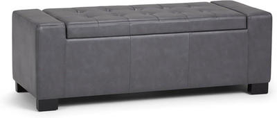 Contemporary 51'' Stone Grey Large Storage Ottoman for Living Room & Entryway