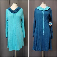 KUHL Vega Reversible Dress Zenith Glacier Blue Cowl Neck Pockets XL #4117 NEW