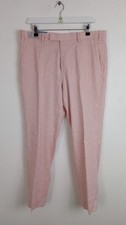 M&S Men's Italian Linen Rich Tailored Fit Trousers Pink W36" L31" NEW F2