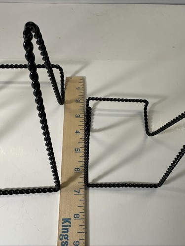 Set Of 3 Vintage Twisted Cast Iron Picture Plate Art Stand Holder Easel Antique - Picture 8 of 8