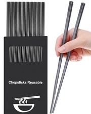 5 Pairs Dishwasher Safe Fiberglass Chopsticks Set,9.5 Inch 9.5 inch Pure Black