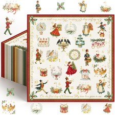 Whaline 50 Pcs Christmas Luncheon Napkins, 12 Days of 6.5 x inch