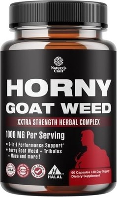 Horny Goat Weed for Men - Extra Strength Male Supplement with Black Maca Root