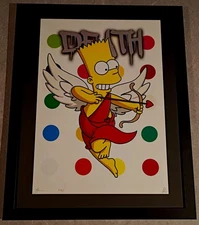 DEATH NYC ltd ed signed FRAMED art print 45x32cm Bart Simpson Cherub Cupid COA
