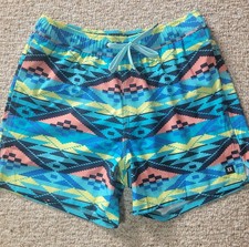 SAXX Oh Buoy 2N1 Swim Trunks Shorts Mens Size Medium Lined 5" Aqua Colorful
