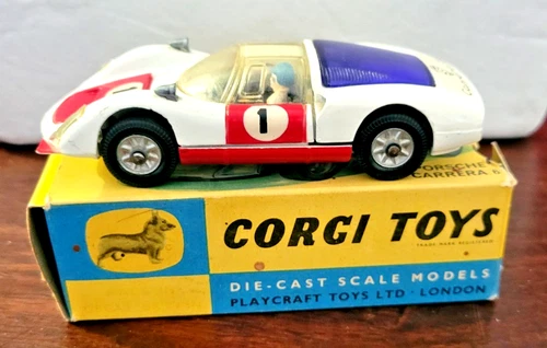 CORGI PORSCHE CARRERA 6 #330 Die Cast Vintage 1960s W/Box Great Britain
