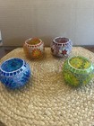 Mosaic Candle Holder Set of 4, Diwali Decoration for Home, Handmade Mosaic Glass