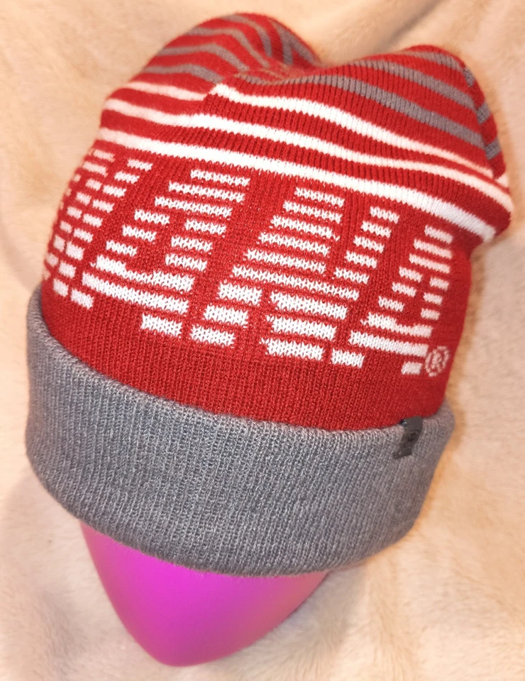 NUEVO SIN ETIQUETAS Uni Adulto O/S INDIANA UNIVERSITY Rojo/Blanco Bordado Tejido Elástico Gorro Foto 2 de 4