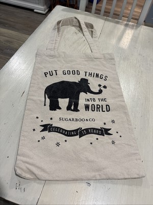 Sugarboo & Co Green Canvas Tote Bag  Put Good Things Into The World  15 Yr Anniv