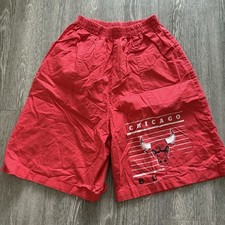 Vintage 90s NBA Chicago Bulls Red USA Made Cotton Shorts XL Fits S/M Elastic