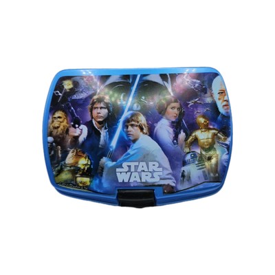Star Wars Plastic Lunch Box Sandwich Box Small Blue 5''x4.5''x2.5''