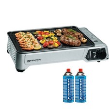 Plancha portable à gaz 2300W Kemper + 2 cartouches de gaz