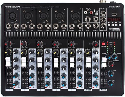 T7 professional Audio Mixer 7-channel reverberation effect digital USB MP3 in...