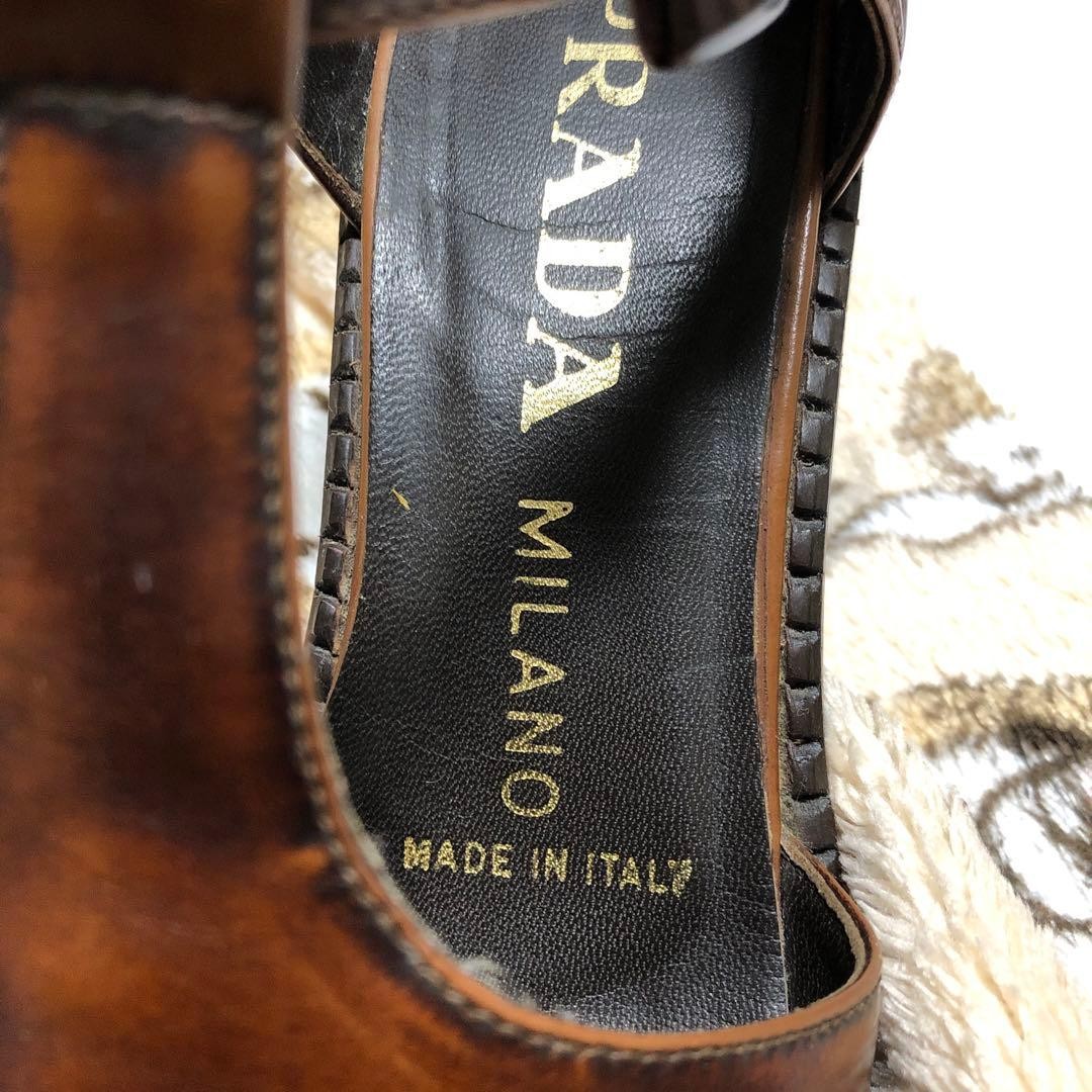 Rare Prada Milano Brown Leather Back Strap Heels Women's Size 35.5 image 2