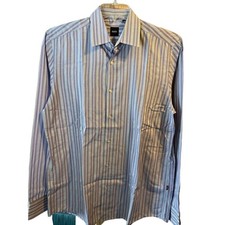 Hugo Boss Men s L Purple Striped Long Sleeve Button Down Cotton Shirt