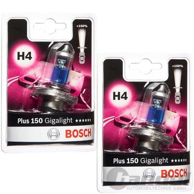 2x BOSCH PLUS +150% GIGALIGHT H4 GLÜHLAMPEN SATZ 12V 60/55W H4 SCHEINWERFER KFZ