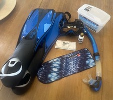 New Tusa Freedom Elite Snorkel Mask M-1003 /Hyperdry Snorkel Tube  Fins Combo
