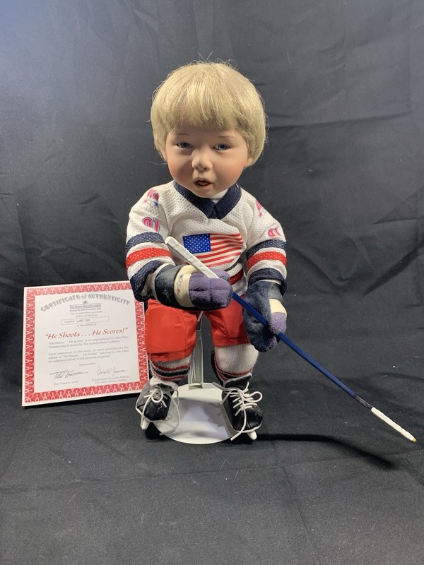 The Ashton-Drake Galleries Artist Doll Hockey Player Blonde Hair w/ Certificate