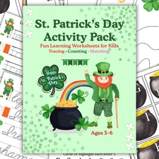 St. Patrick’s Day Preschool Printable Activity Pack – Learning Worksheets