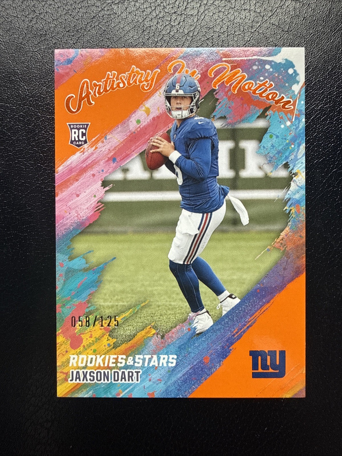 2025 Panini Rookies and Stars Artistry in Motion Orange Jaxson Dart #'d 58/125