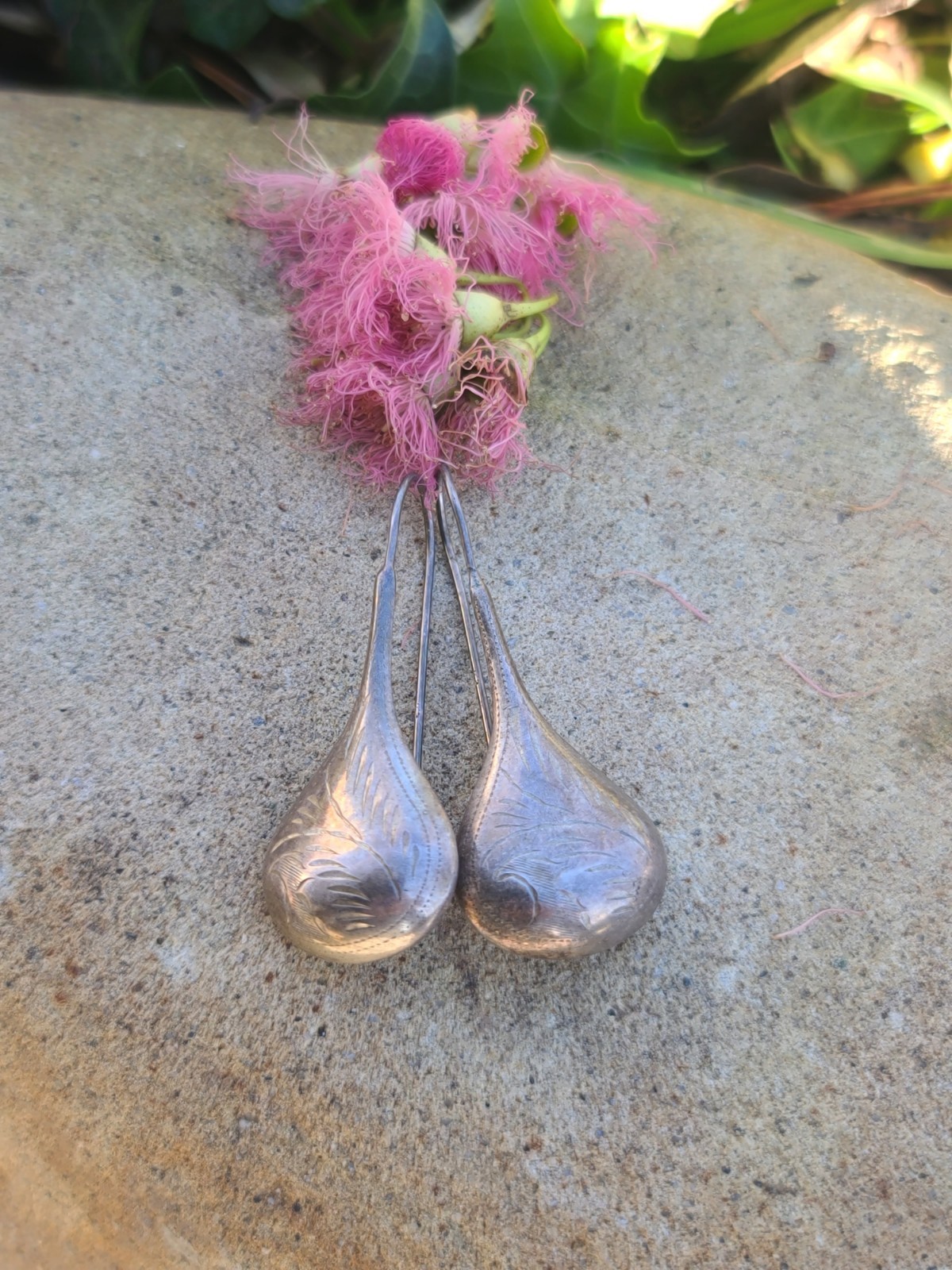 Vintage Sterling 925 Solid Silver Wired Drop Earr… - image 1