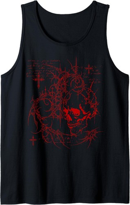 #ad Y2K Grunge Red Skull Goth Alt Sigilism Vintage Graphic Tank Top $33.99