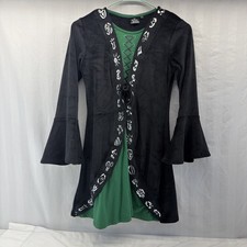 Disney Hocus Pocus Girls Velvet Costume Dress Size XL Black Green Long Sleeve