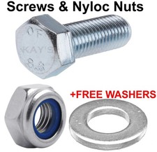 M6 M8 M10 BULLONI E DADI NYLOC SET FILETTATURA COMPLETA VITI ZINCATE + RONDELLE OMAGGIO