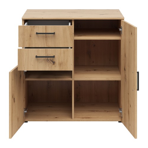 Kommode - Artisan Eiche - 2 Türen - 2 Schubkästen - XL-Tiefe - 80 cm breit - Bild 6 von 7