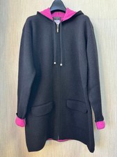 CHANEL Cashmere Knit Coat Bicolor Black x Pink
