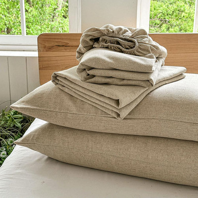 100% French Linen Sheets Queen Size, 4 Piece Pure Linen Bed Sheet Set, Breathabl